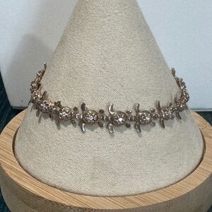 Vintage Sterling Silver Crystal Quartz Stone Turtle Link Bracelet Signed 925